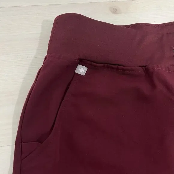 Figs Women's Drawstring Waist Zamora Jogger Scrub Pant Size Large Burgundy - Picture 3 of 14